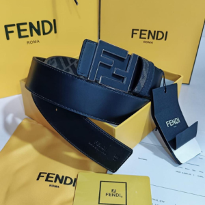 Fendi Belt with a Black Color and a Blue and Black Pattern