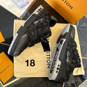 Louis Vuitton Sneakers with a Black Checkered Pattern