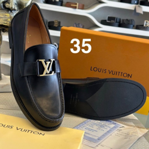 Louis Vuitton Loafers with a Brown and Dark Brown Check Pattern