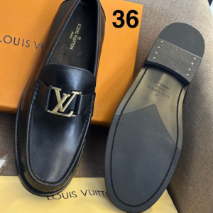 Louis Vuitton Loafers with a Black Leather Pattern