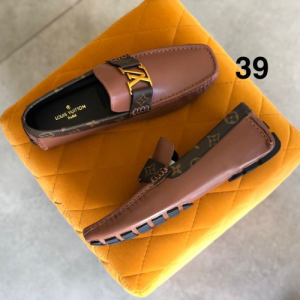 Louis Vuitton Loafers with a Brown and Monogram Pattern