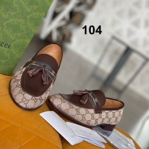 Gucci Loafers with a Gold Accented Black and Gray Design