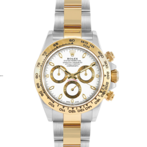 Rolex Daytona with a Stainless Steel and Yellow Gold Bracelet and a White Dial Watch