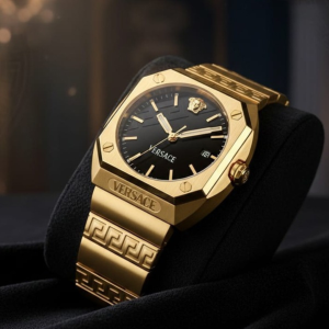 Versace Watch With a Gold-Tone and Black Dial