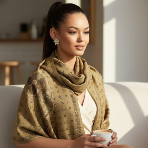 Louis Vuitton Stole With Beige Monogram Pattern