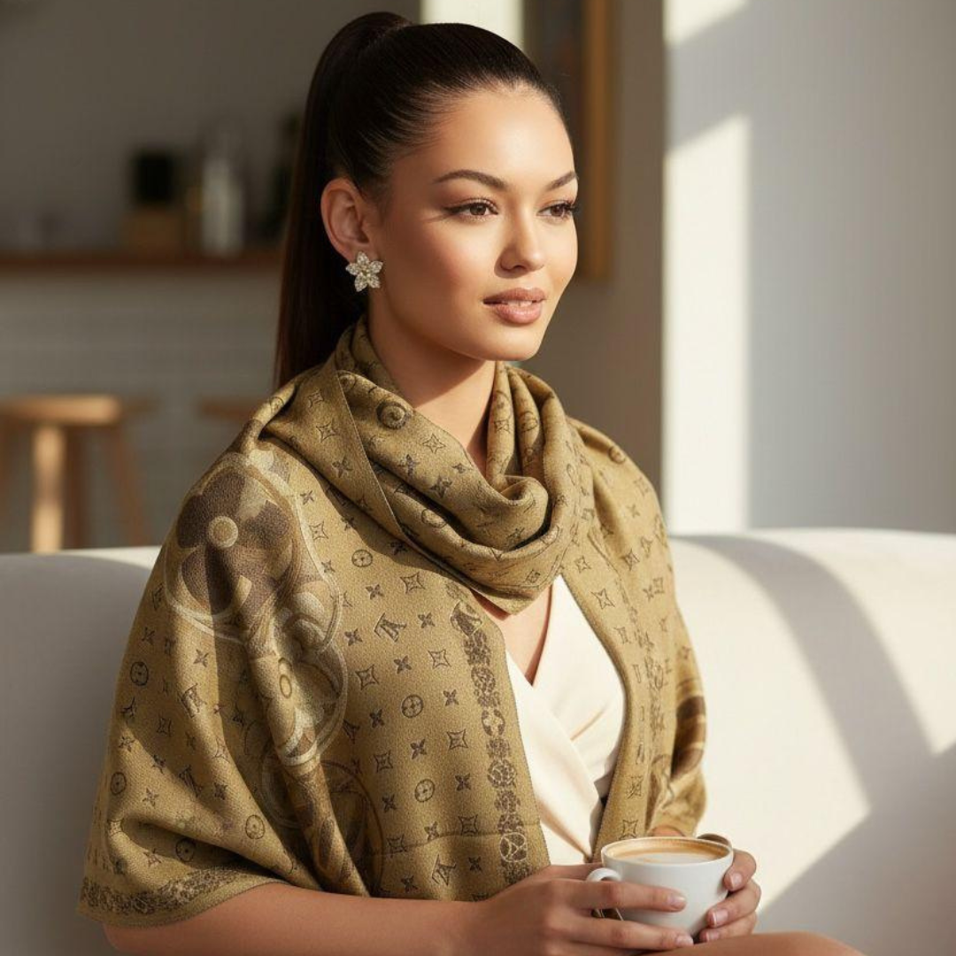 Louis Vuitton Stole With Beige Monogram Pattern