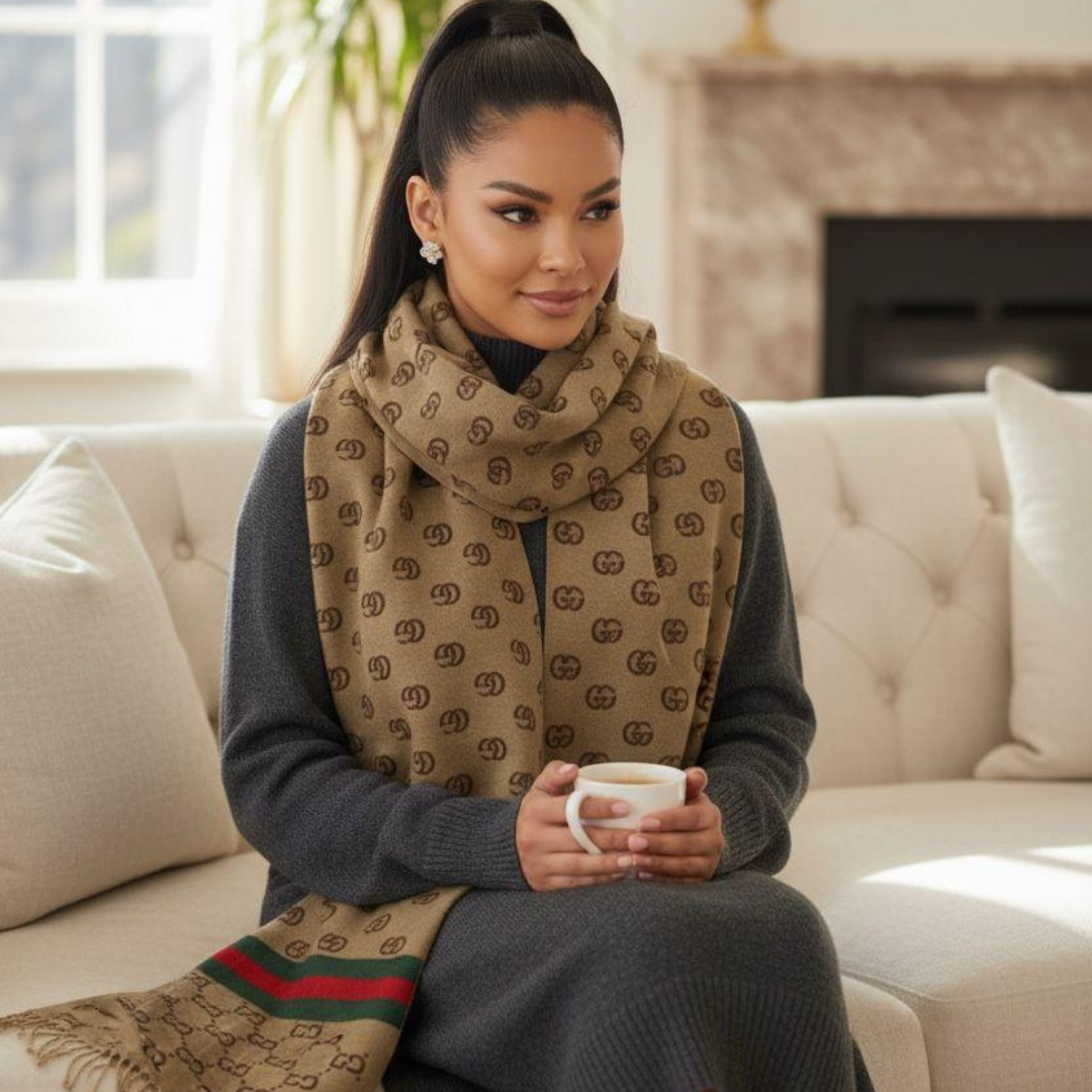 Gucci Stole With a Beige and Brown Pattern