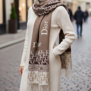 Christian Dior Stole With a Brown and Beige Design