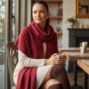 Gucci Stole With a Red and Gold Pattern