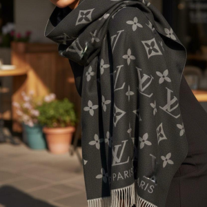 Louis Vuitton Stole With a Black and Gray Pattern