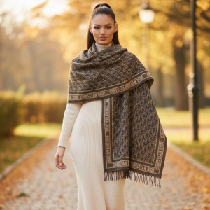 Christian Dior Stole With a Brown And Beige Pattern