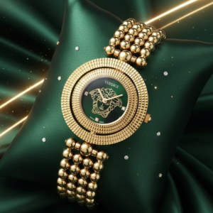 Versace Watch With a Green Dial And Gold Finish