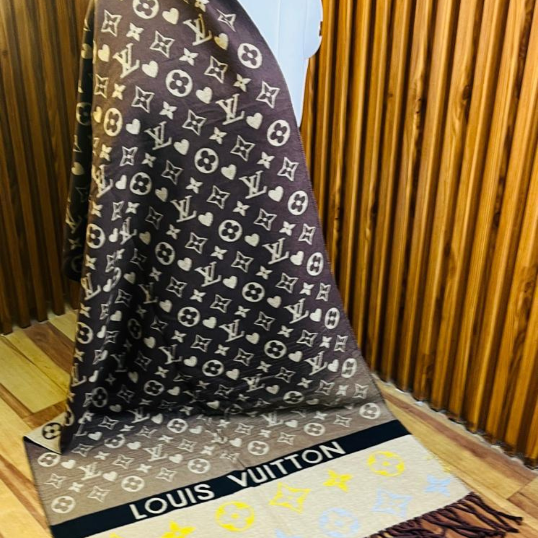 Louis Vuitton Stole With a Brown And Beige Monogram Pattern