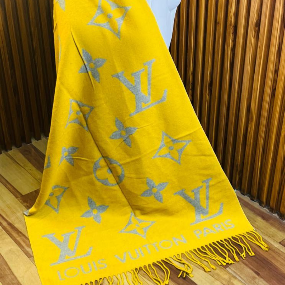 Louis Vuitton Stole With a Yellow And Gray Pattern