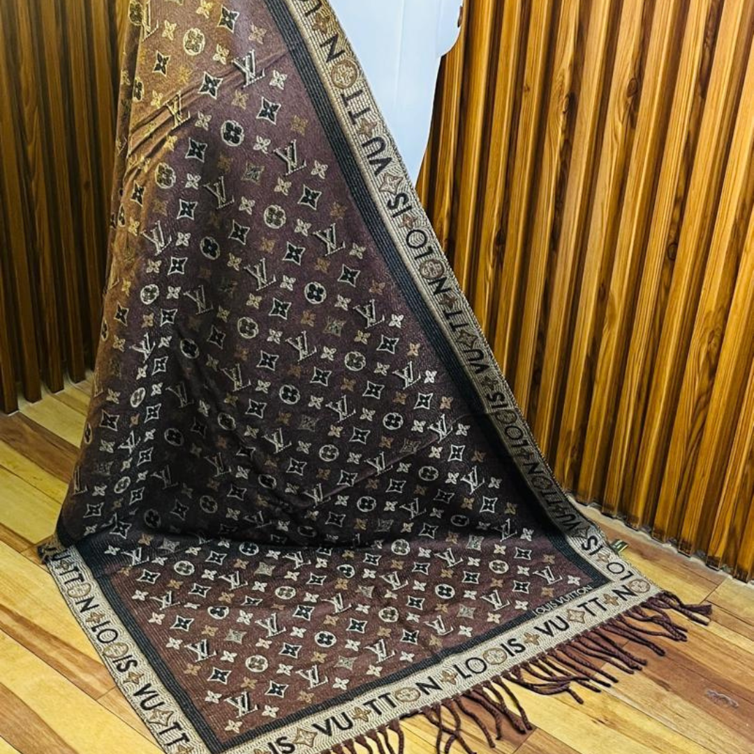 Louis Vuitton Stole With a Brown And Beige Monogram Pattern