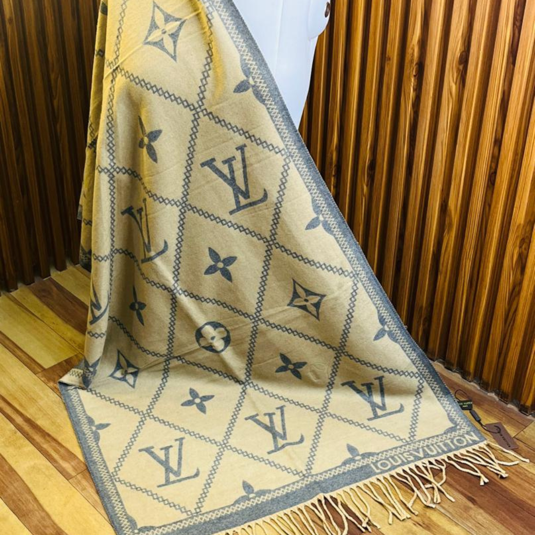 Louis Vuitton Stole With a Beige And Blue Pattern
