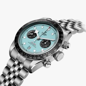 Tudor Watch With a Turquoise Dial And Silver Stainless Steel Bracelet