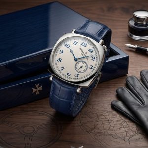Vacheron Constantin White-Dial Watch With Blue Leather Strap
