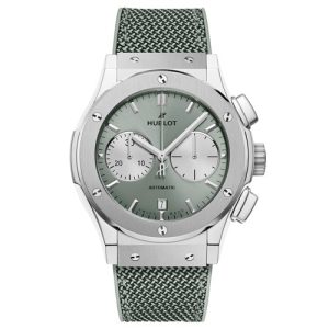 Hublot Green Dial Stainless Steel Chronograph Watch